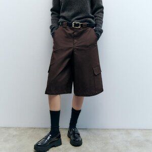 Super Cute Brown Cotton Bermuda Shorts